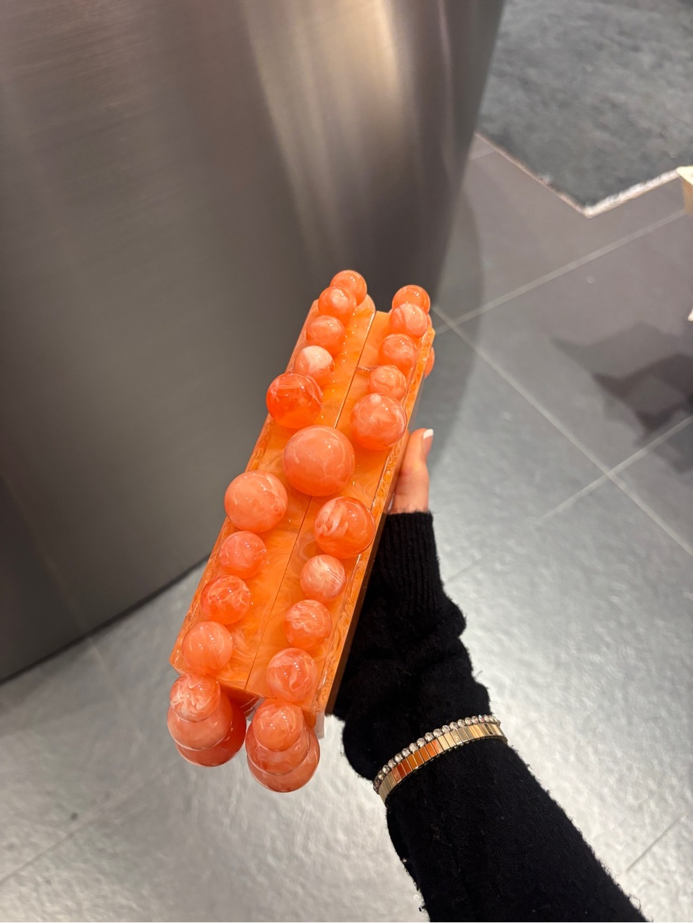 CULT GAIA Eos Clutch Papaya (NWT) Orange Acrylic Beaded Clutch - Picture 3 of 3
